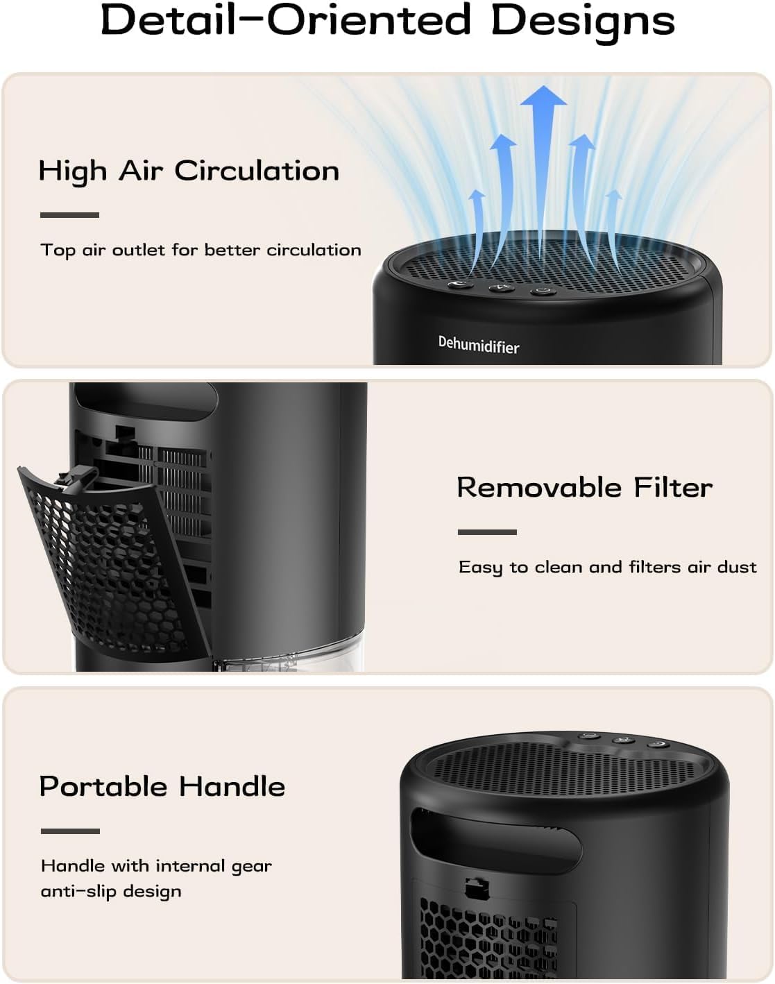 Dehumidifier, 35 oz Small Dehumidifiers for Home, Bathroom, Bedroom, Rooms, Ultra-Quiet with Sleep