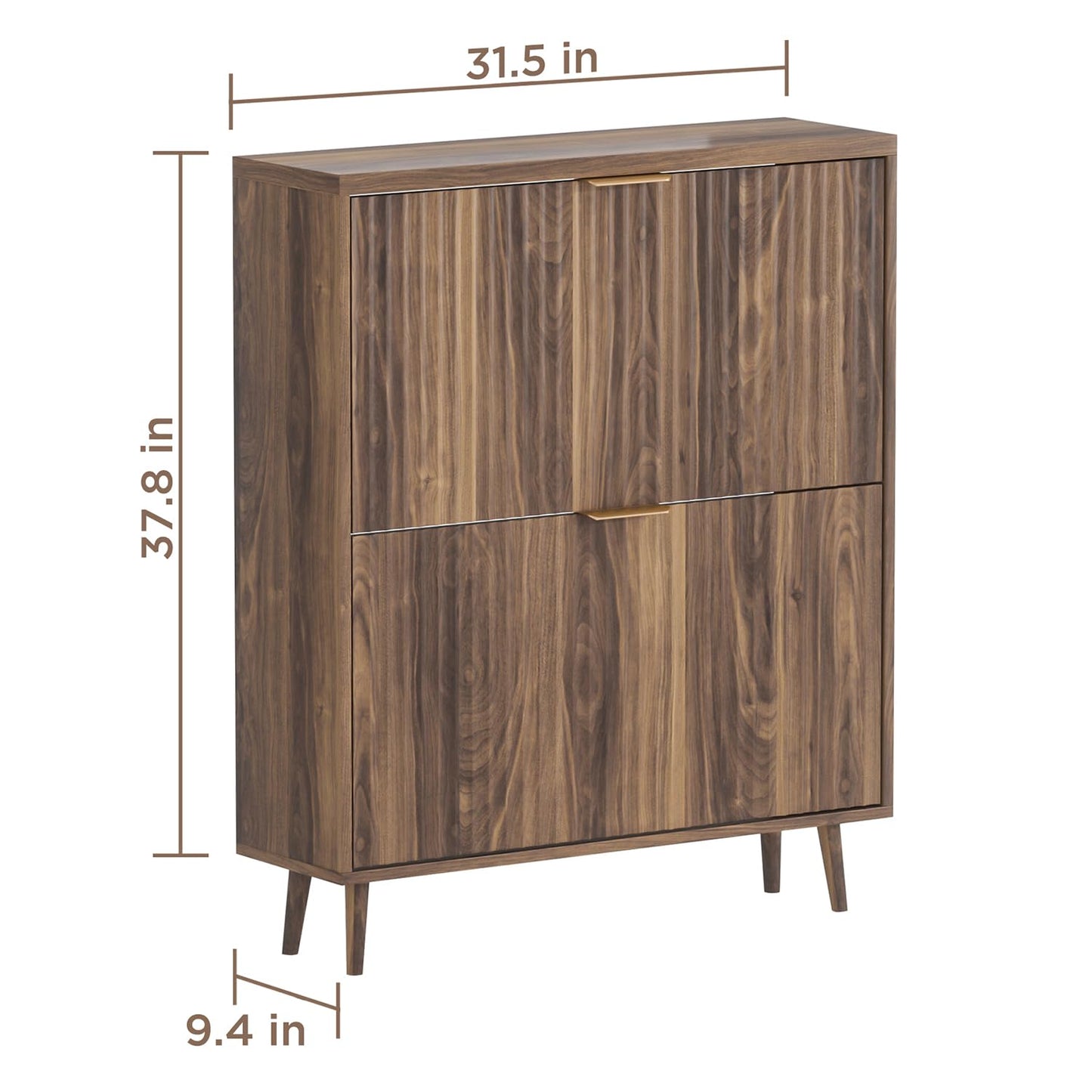 QIVOMIX Shoe Cabinet Storage, Modern Freestanding Organizer with 2 Flip Drawers, Narrow Shoe Rack