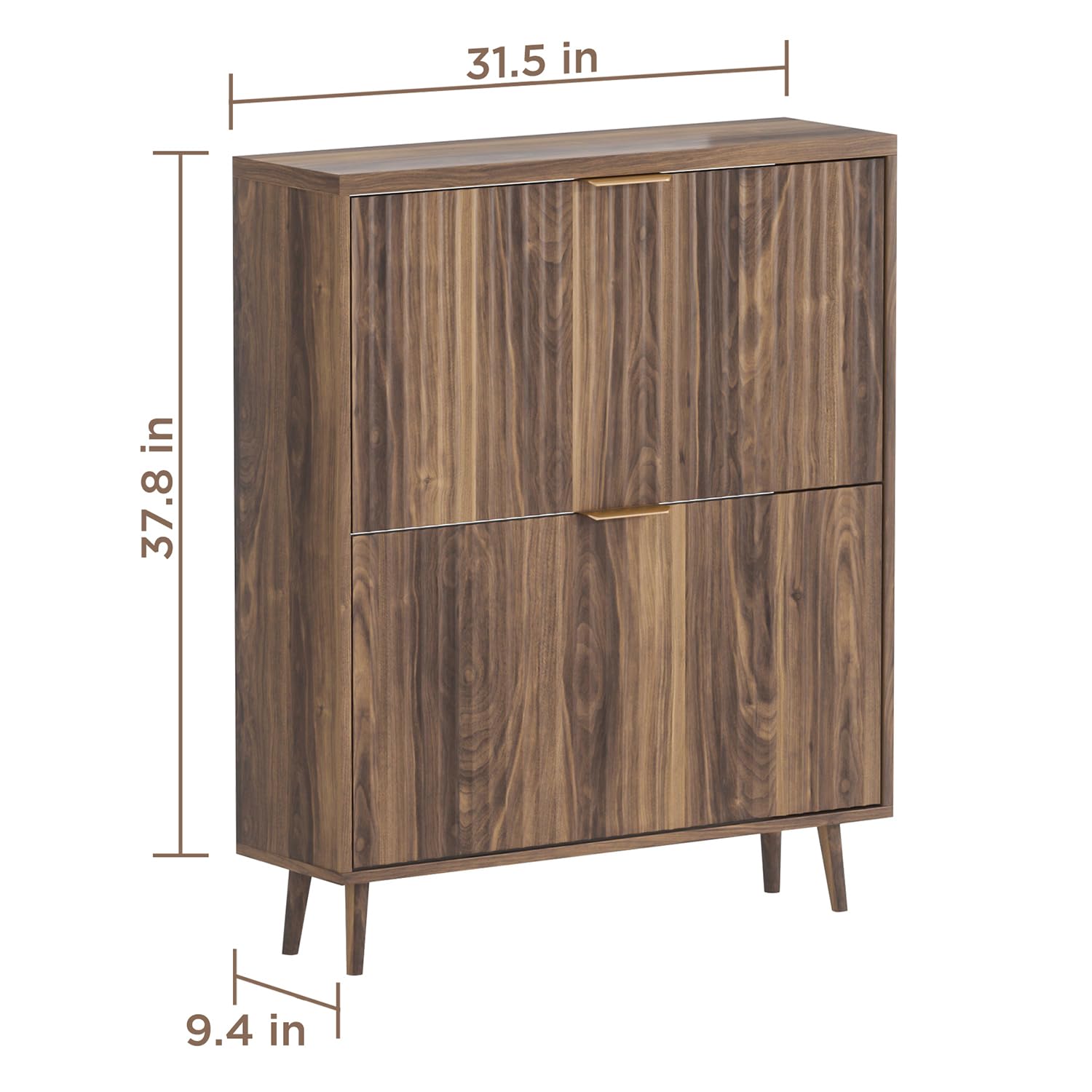 QIVOMIX Shoe Cabinet Storage, Modern Freestanding Organizer with 2 Flip Drawers, Narrow Shoe Rack