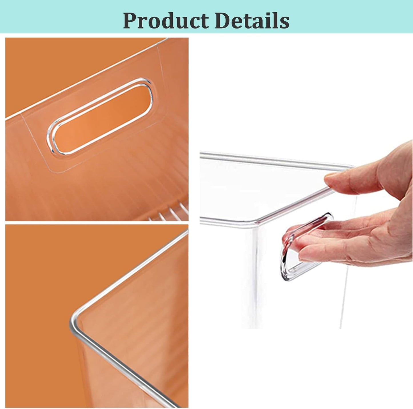 Fridge Clear Plastic Storage Bins, 4 Pack Pantry Organizers & Storage Containers, Cabinet Organizer, Home Organization Must Haves for Kitchen, Laundry Room, Office, Closet & Freezer