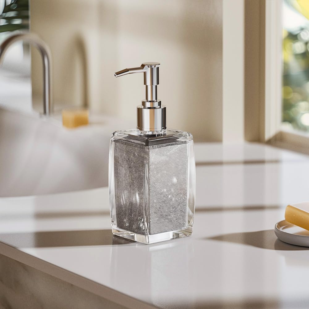 Purple Soap Dispenser with Refillable Plastic Pump for Bathroom Sink or Kitchen Counter, Ideal for Hand Soap, Liquid Soap, Dish Soap, or Lotion Use