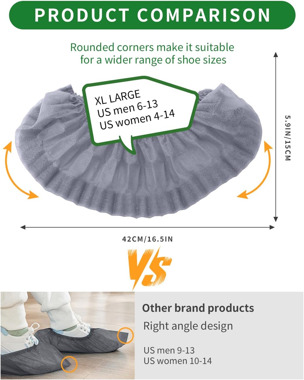 200Pcs(100 Pairs) Non-Woven Shoe Covers Disposable Non Slip for Indoors, Breathable | Durable | Boot Covers, Fits Up to Size 13 US Men (Gray)