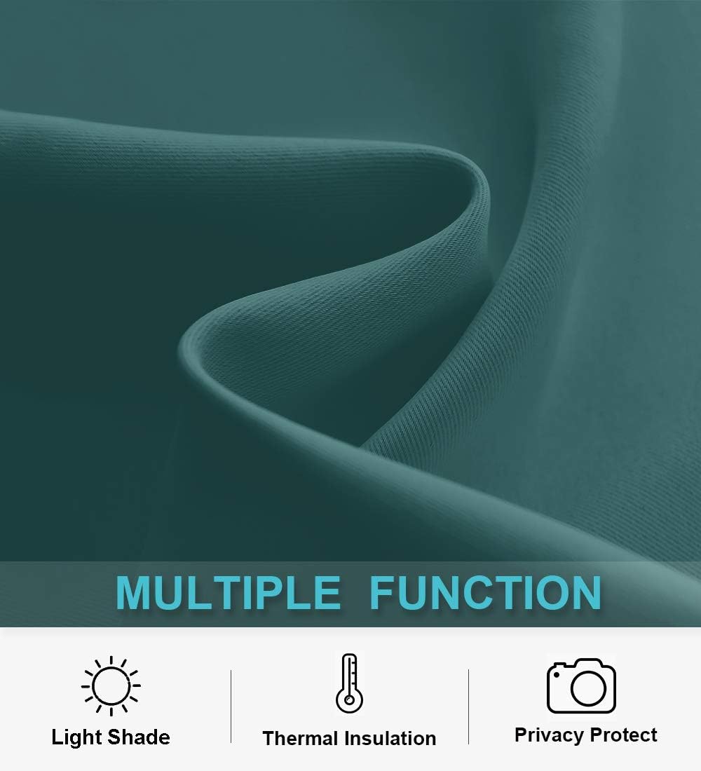 RYB HOME Kitchen Curtains Blackout - Half Window Curtains Thermal Insulated Blackout Privacy Drapes for Living Room Cafe Bedroom Basement, W 42 x L 36, Teal, 2 Panels