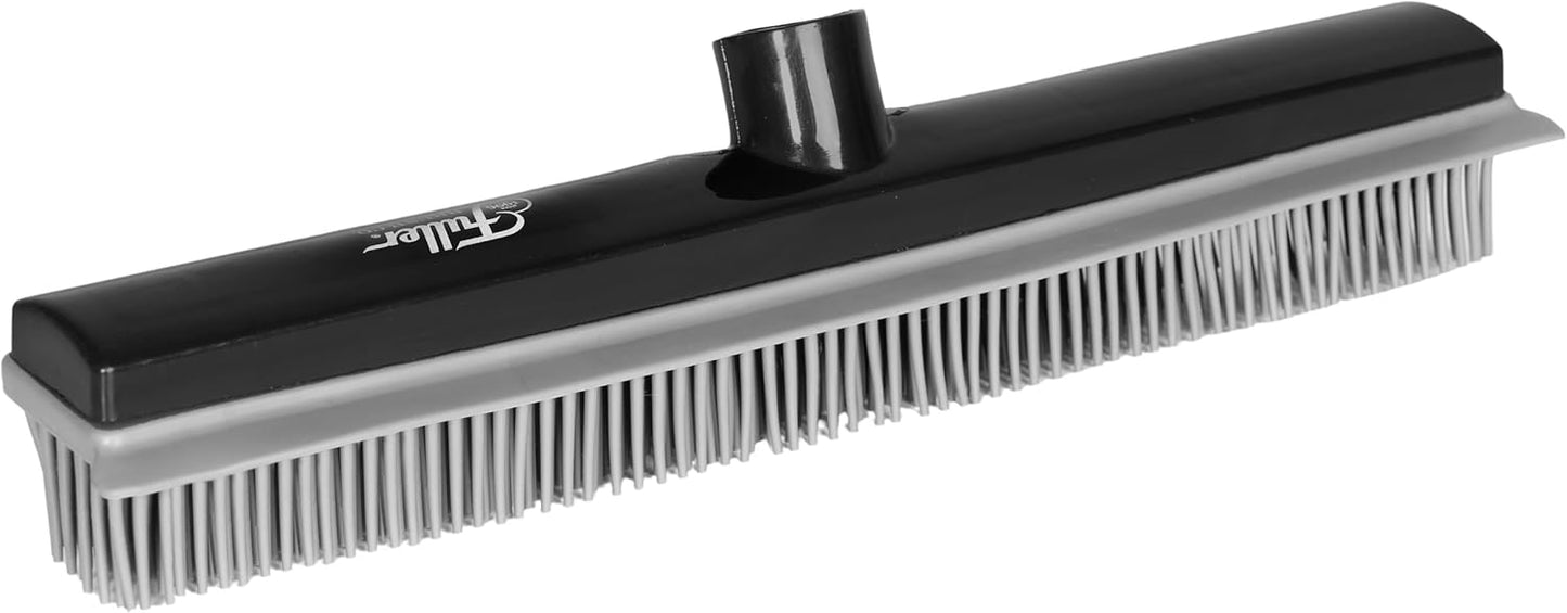Fuller Brush Rubber Broom – for Carpets Floors Stairs Upholstery – Electrostatic Action Removes Pet Hair Lint Fuzz Dirt Particles – Built-in Squeegee Tackles Wet Messes (Broom Head)