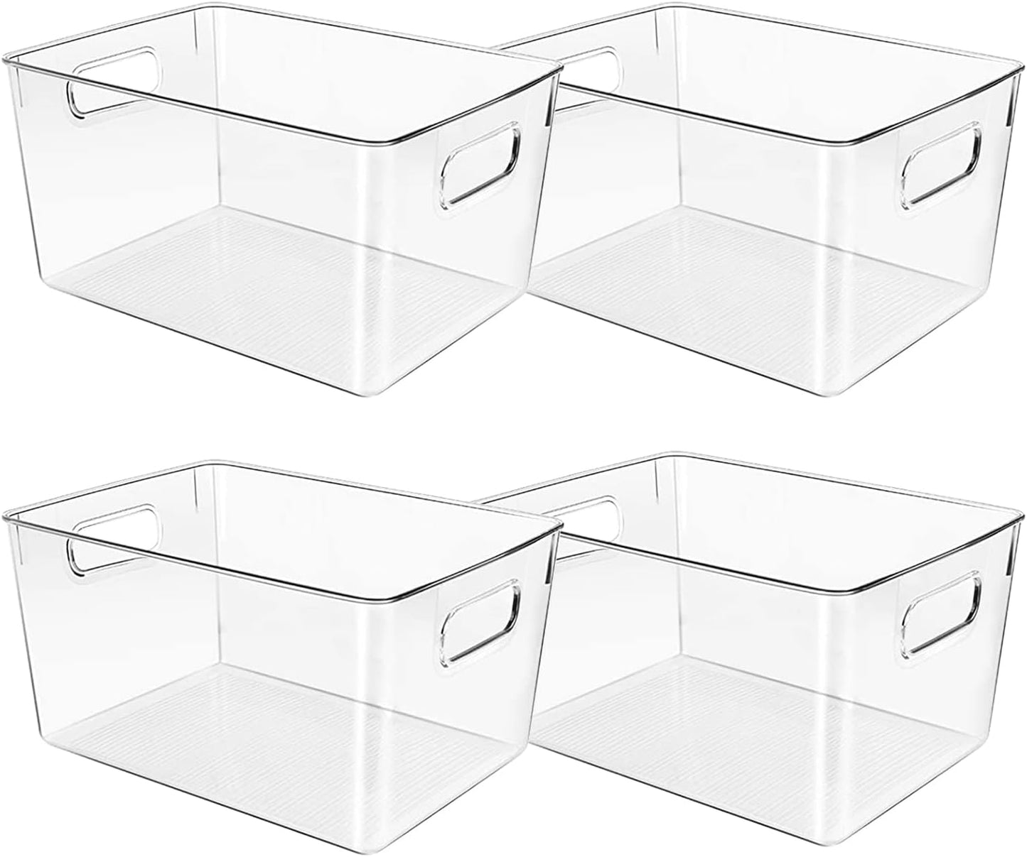 Clear Plastic Storage Bins, Pantry Organizers and Storage or Kitchen Organization and Storage Containers Bins for Organizing, Fridge, Freezer, Bathroom, Pantries, Refrigerator, Cabinet Organizer Bin