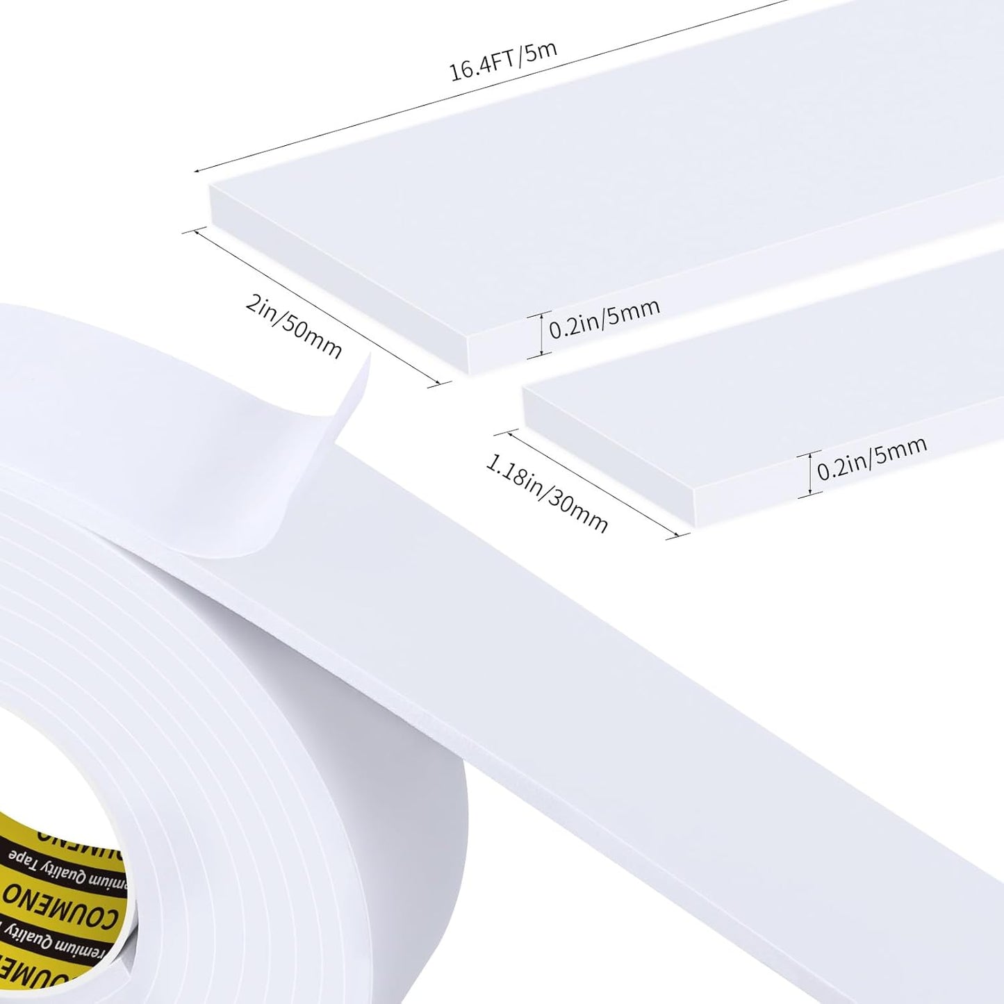 Sponge EVA Single Sided Foam Tape 2inX16.4FT Strong Adhesive Weatherproof Foam Strip for Door and Window Sealing, Self-Adhesive Insulation Foam Tape 0.2in Thick
