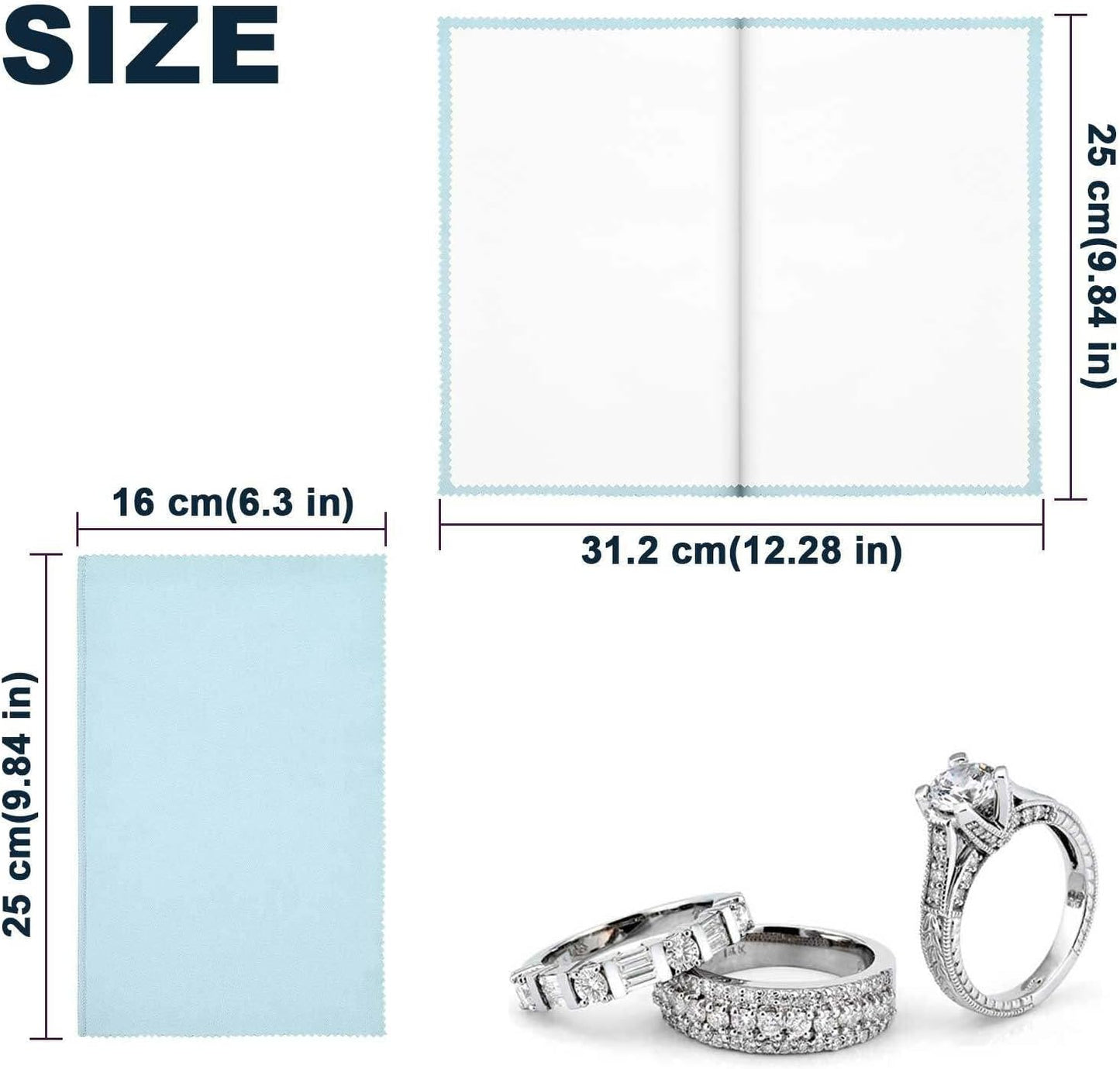 SEVENWELL Silver Polishing Cloth, Jewelry Cleaner Cloth for Sterling Silver Jewelry, Gold, Platinum, Silverware, Diamonds, Gemstones, Coins (Turquoise)