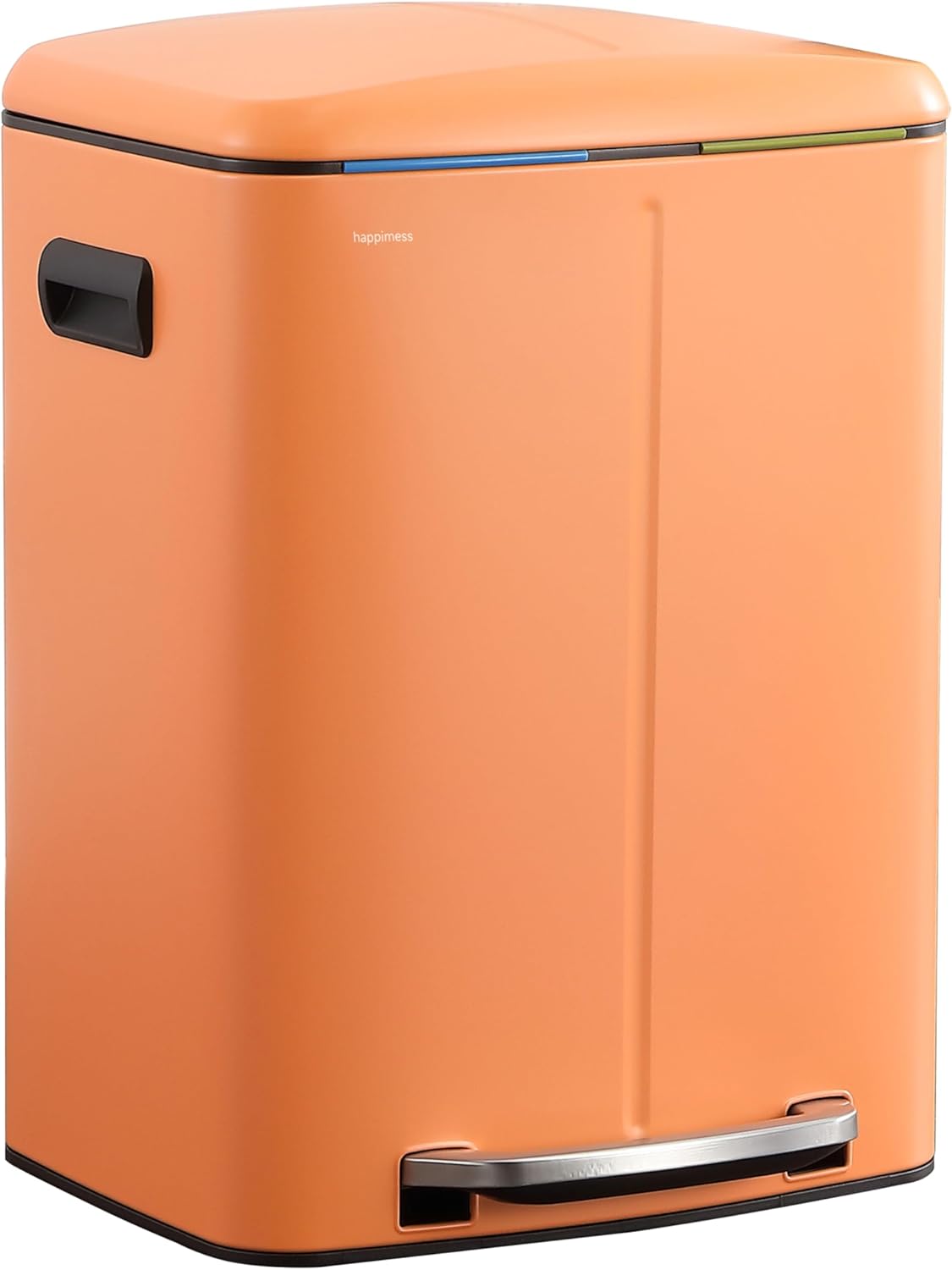 happimess HPM1005K Marco Rectangular 10.6-Gallon Double Bucket Trash Can with Soft-Close Lid, Carrot Cake, Fingerprint Resistant, Modern, Minimalistic for Home, Kitchen, Office, Bedroom, Bathroom