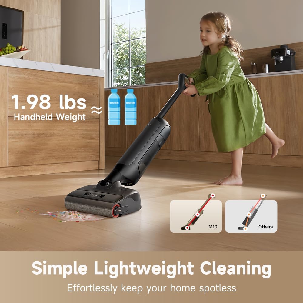 MOVA M10 Cordless Wet Dry Vacuum Cleaner 180° Lie-Flat Smart Vacuum Mop All in One for Hard Floor, 167°F Flashdry Self-Cleaning, Zero inch Dual-Edge Cleaning, 18000Pa Suction, Zero-Tangle for Pet Hair