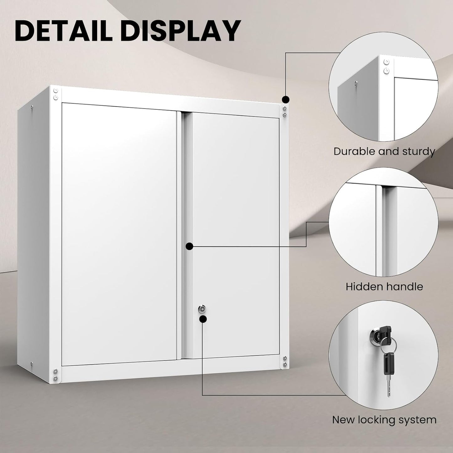 Metal Wall Cabinet,Garage Wall Mounted Cabinets,Steel Locking Cabinet,Metal Wall Cabinets for Office,Wall Cabinets with Doors and Shelves,Garage Cabinets for Home,Basement