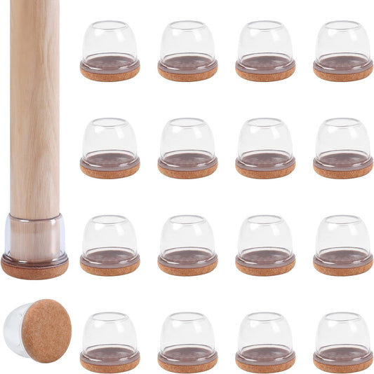 Ezprotekt 24 Pcs Clear Chair Leg Floor Protectors for Hardwood Floors, Floor Protectors for Chairs, Felt Furniture Pads Covers, Chair Leg Socks Bar Stool Leg Floor Protectors Caps (M Fit: 0.87"-1")