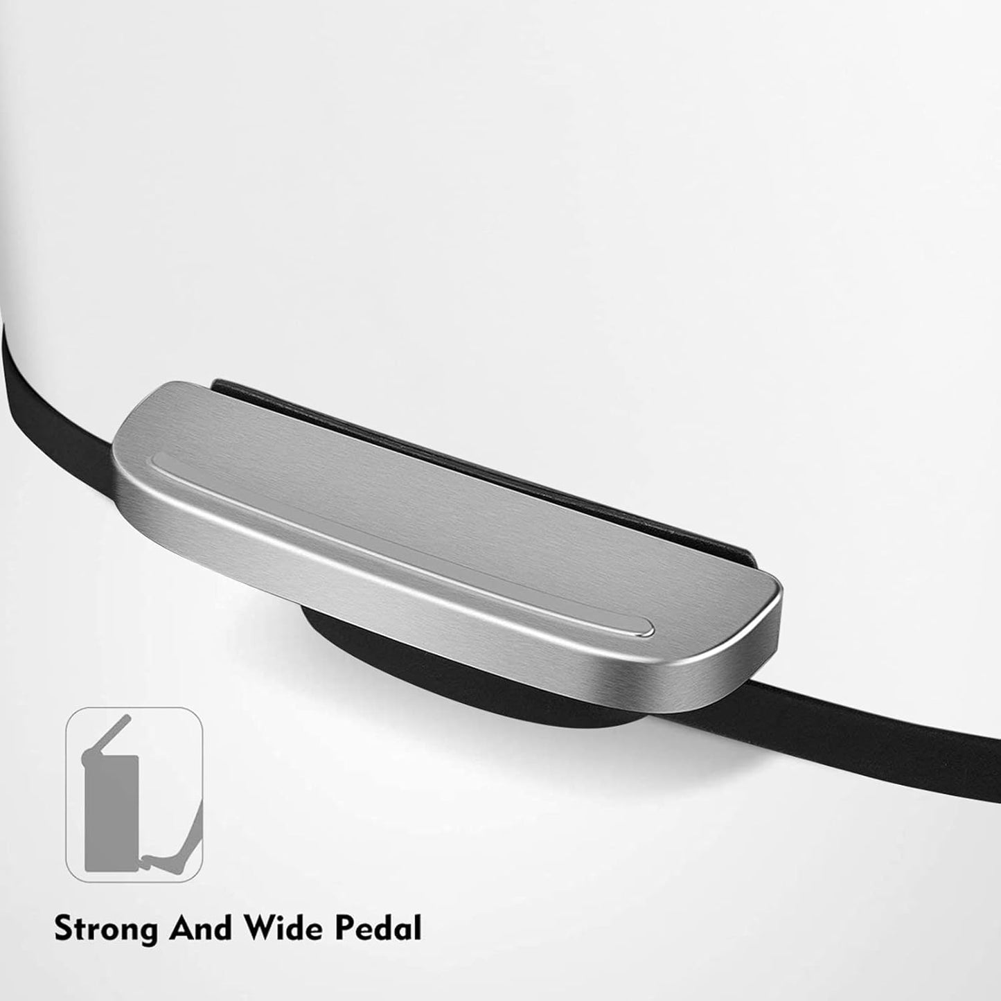 AthLike Trash Can, Stainless Steel Kitchen Garbage Can, Step Waste Bin with Hinged Lid and Removable Inner Bucket, Soft-Close, Dustbin for Bathroom Bedroom Living Room Home (White, 13.2 Gal)