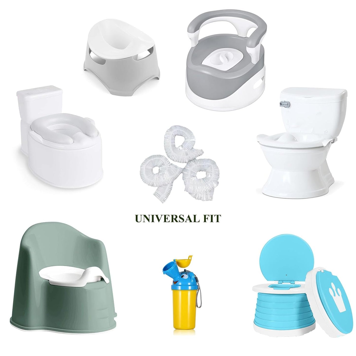 Potty Chair Liners with Elastic, Portable Potty Training Bags, Potty Refill Liners Disposable for Toddlers Kids and Baby,Toilet Seat Cover,17x8Inches,Clear 400pieces