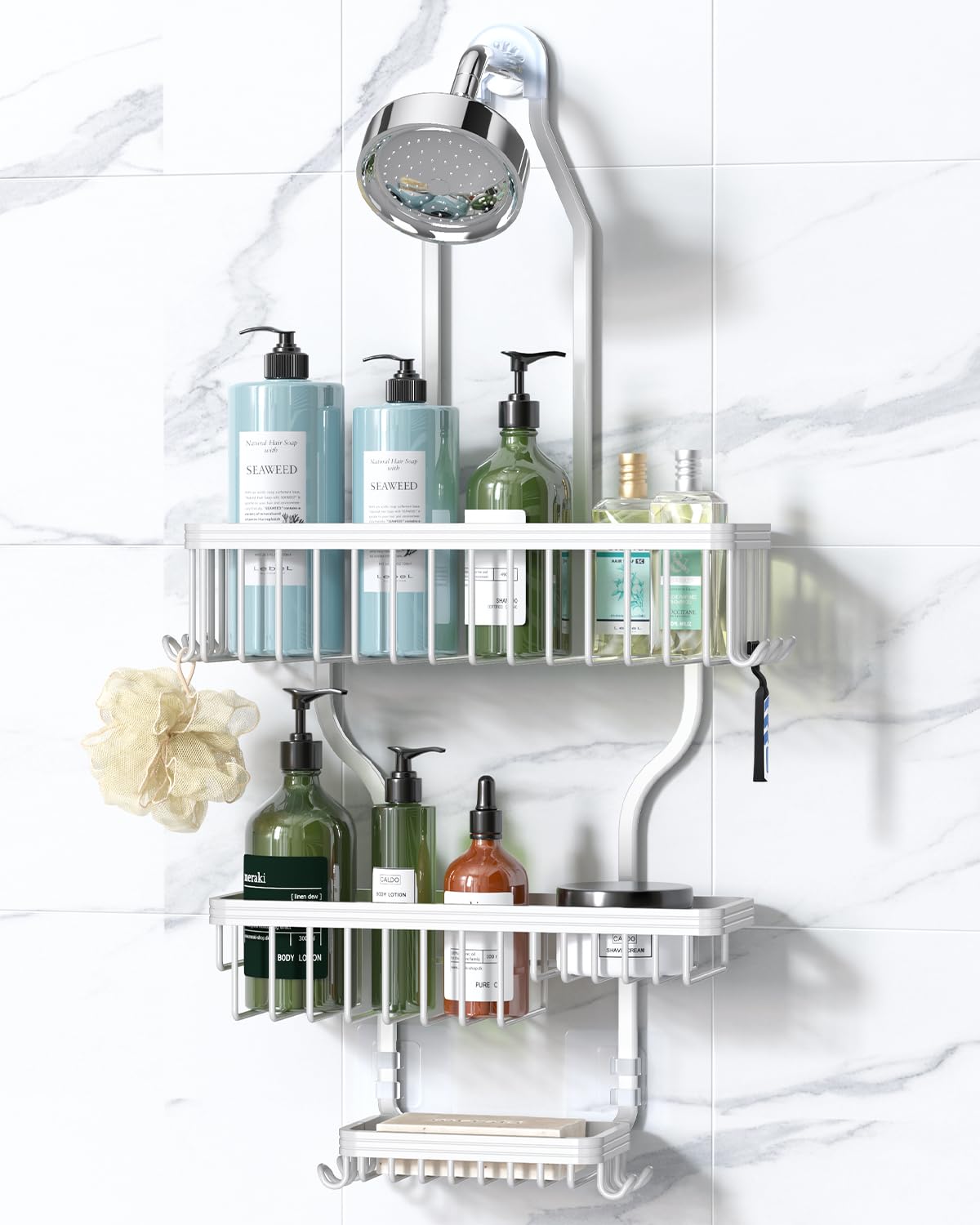 YASONIC Never Rust Shower Caddy Hanging, Aluminum Shower Racks for Inside Shower, 3-Tier Shower