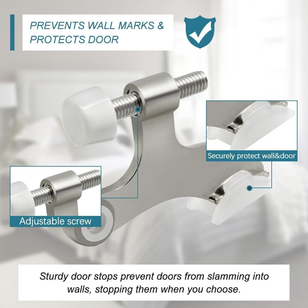 48 Pack Hinge Pin Brushed Nickel Door Stopper, Adjustable Heavy Duty Hinge Pin Door Stop with