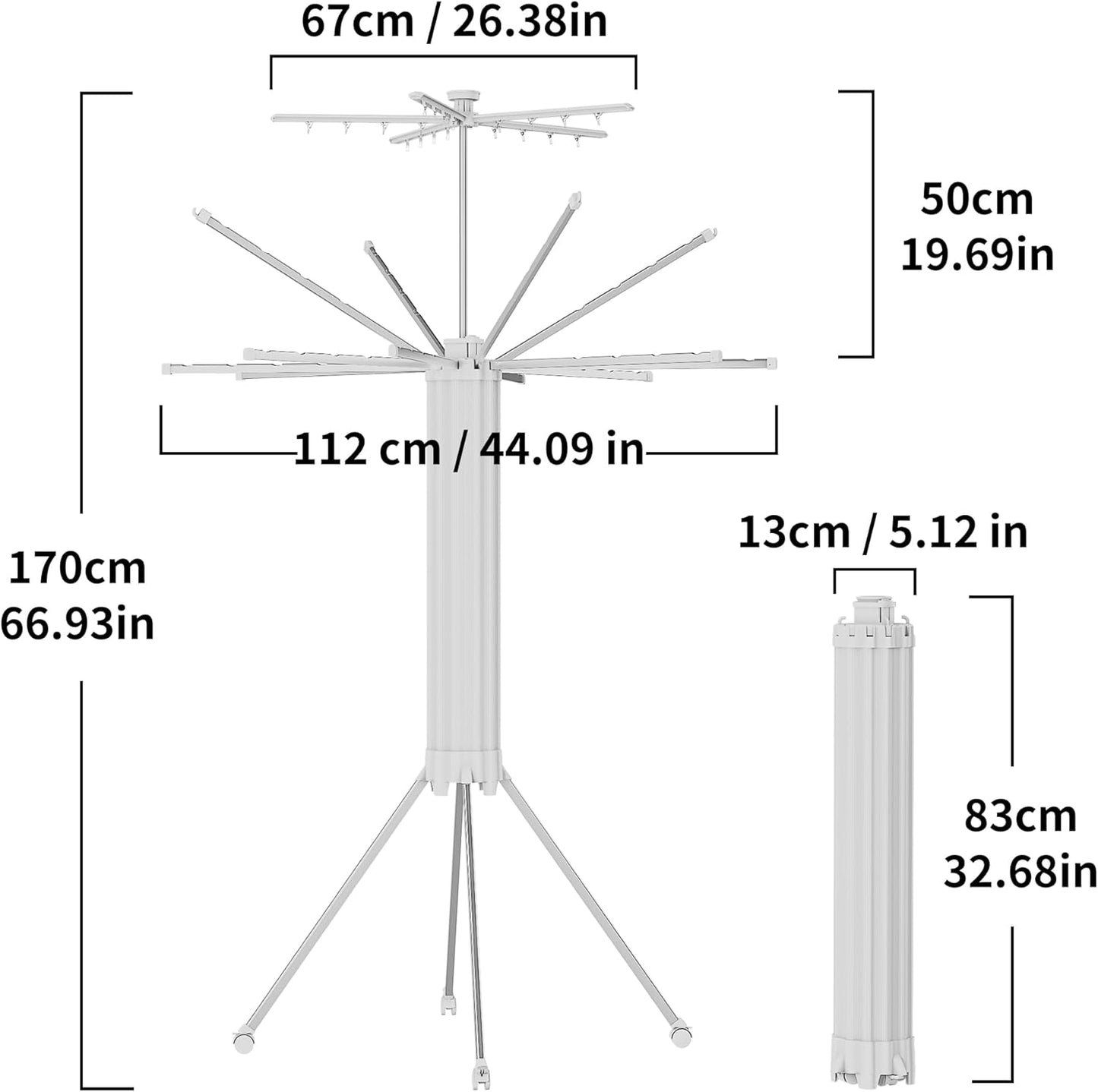 JOOM 4 Legs Double Layer Clothes Drying Rack, Garment Rack Portable and Foldable Space Saving Laundry Drying Rack - Drying Rack Clothing Floor Folding Balcony Bedroom Household Aluminum