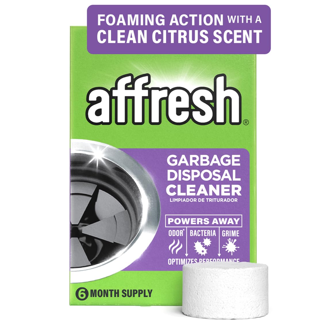 Affresh Garbage Disposal Cleaner, Helps Power Away Odor Causing Bacteria, Debris & Grime in Grind