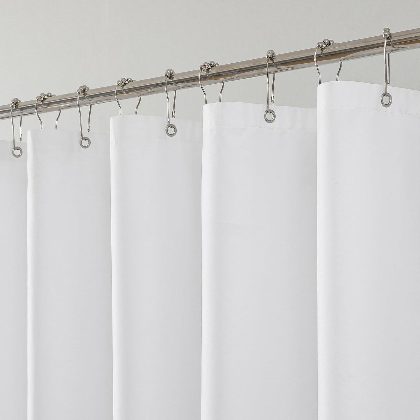 THAIGEE 1 Pack Water-Repellent Fabric Shower Curtain Liner, 72x72 White