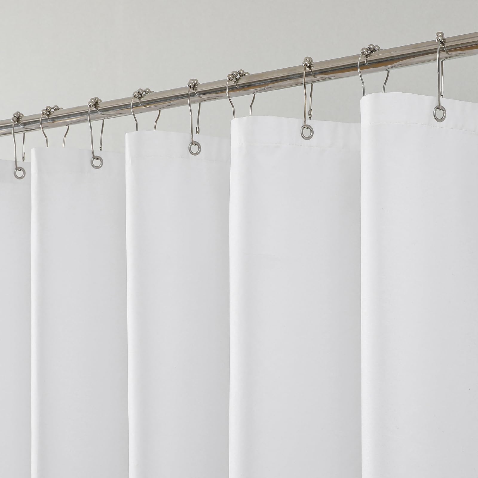 THAIGEE 1 Pack Water-Repellent Fabric Shower Curtain Liner, 72x72 White