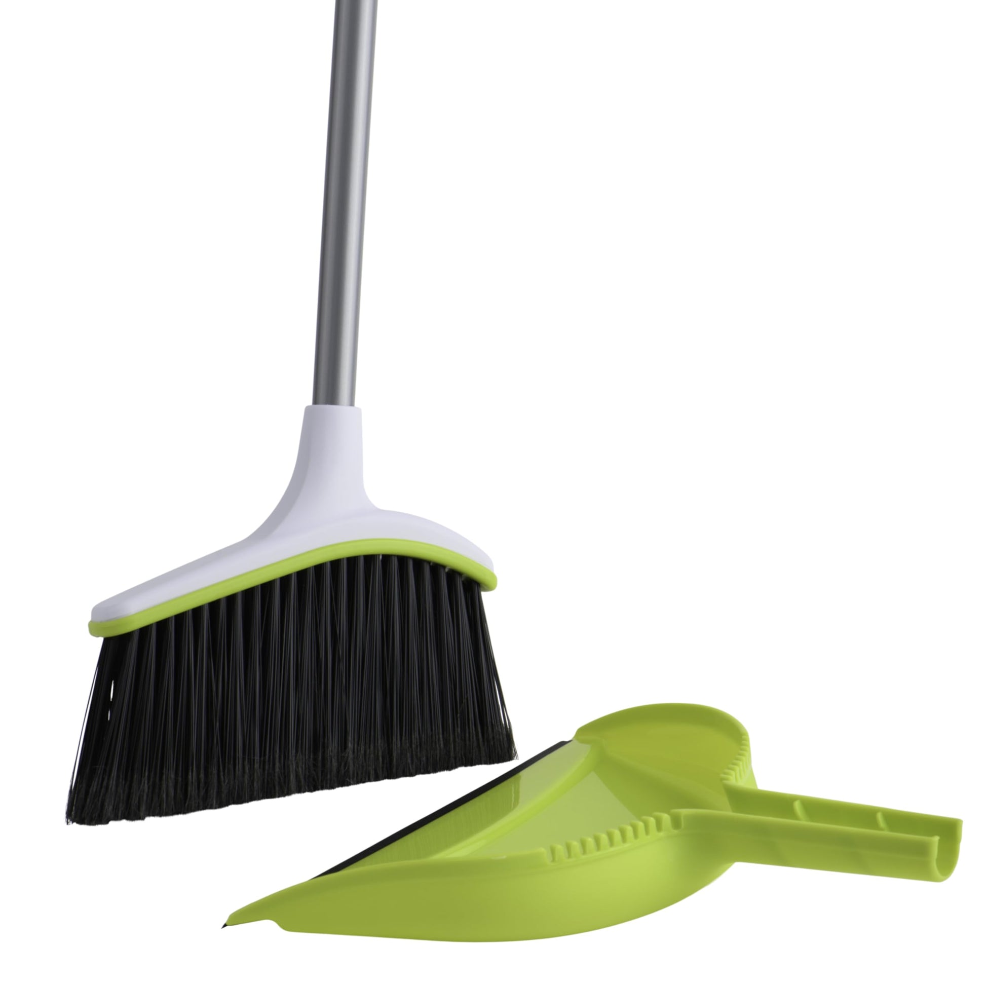 Casabella Basics 2-Piece Angled Broom and Dustpan Set, 44" Angled Broom with Long Handle and