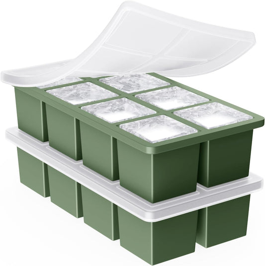 Large Ice Cube Trays for Whiskey: GGOW Big Silicone Ice Cube Trays - Huge Square Ice Cubed Tray for