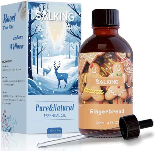 SALKING Gingerbread Fragrance Oil, 120ml (4 Fl Oz) Premium Essential Oils for Diffuser, Candle Scents for Candle Making, Soap Making Supplies, Diffuser Oil Scents, Gift for Her
