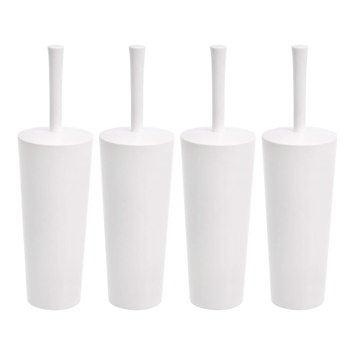Amazon Basics Toilet Brush and Holder Set, Heavy-Duty Bristle Scrub Brushes with Non-Slip Handle