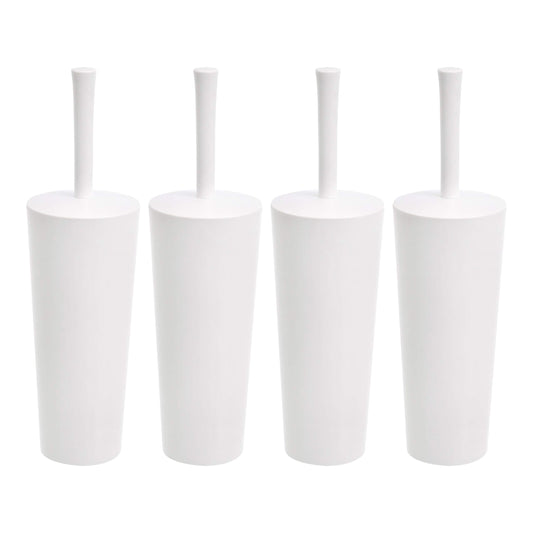 Amazon Basics Toilet Brush and Holder Set, Heavy-Duty Bristle Scrub Brushes with Non-Slip Handle
