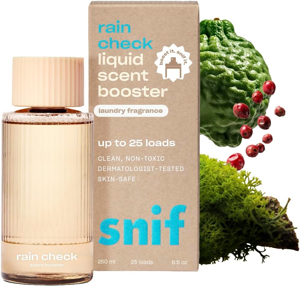 Snif Rain Check Scent Booster, Clean and Crisp Scent, 25 Loads, Non-Irritating to Skin, Clean, Non-Toxic, Vegan, Cruelty Free, 8.5oz