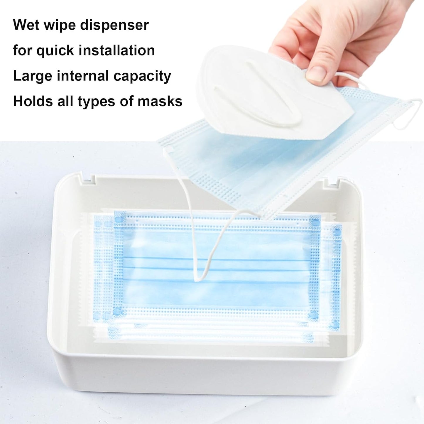 2Pcs Diaper Wipes Dispenser, Refillable Wipe Container, Wipe Container with Sealing Design Lid, Keep Wipes Fresh,Wet Wipes Cases (White and White)