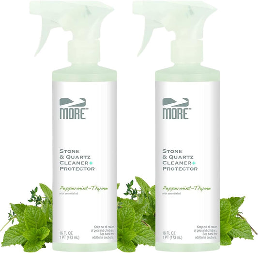 MORE Stone & Quartz Cleaner + Protector - Water Based Formula for Natural Stone and Quartz Surfaces (Pint 16 oz - Twin Pack)