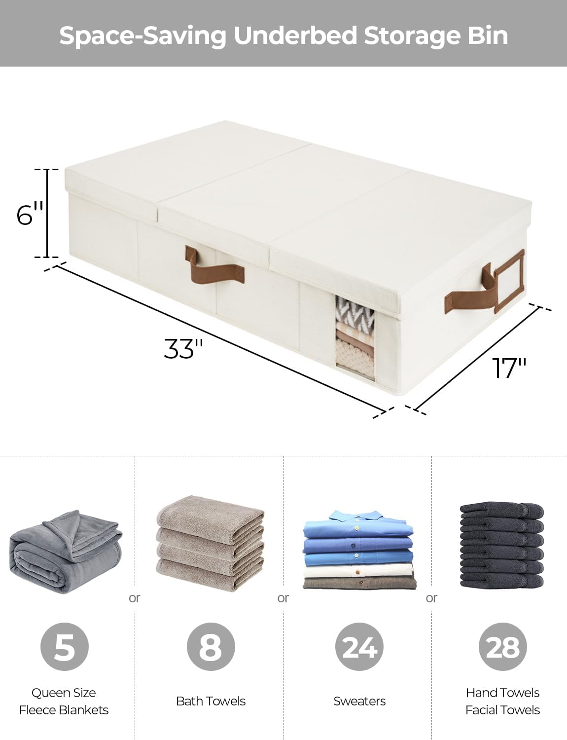 StorageWorks 2-Pack Large Under Bed Storage Bins with Lids, Underbed Storage Containers with Handles and Label Holder, Closet Organizer for Clothes, Blankets, Sweater