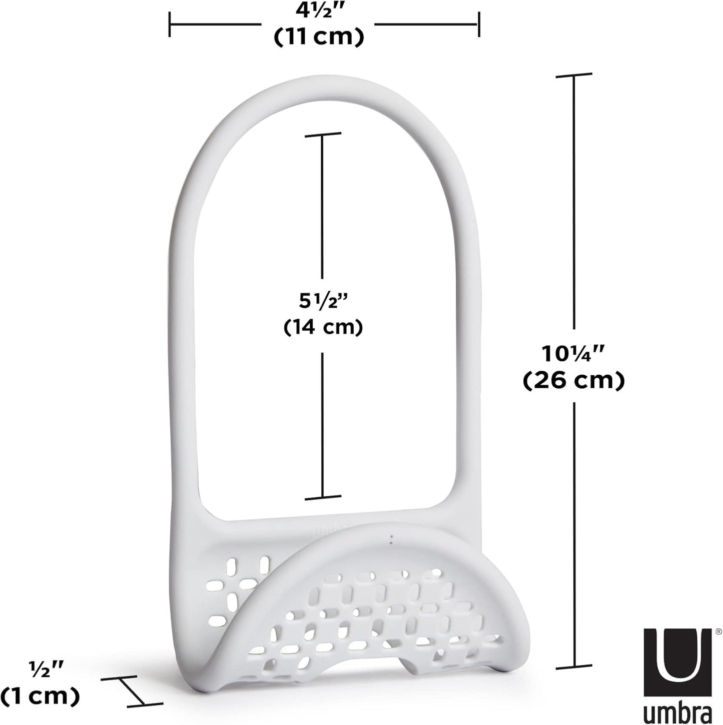 Umbra Sling Flexible Sink Caddy, Non-Slip – Holds Sponge, Scrubbing Brush or Dishrag, White