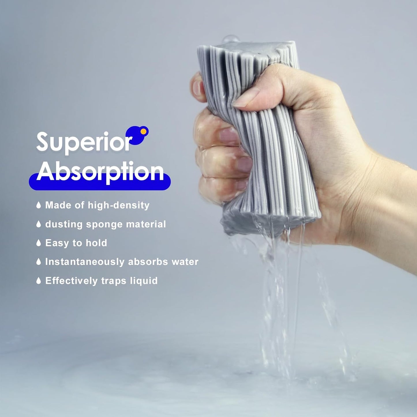 6 Pack Damp Clean Duster Sponge, Reusable Sponge, Duster for Cleaning Blinds, Glass, Baseboards,Vents, Railings, Mirrors, Window Track Grooves and Faucets.