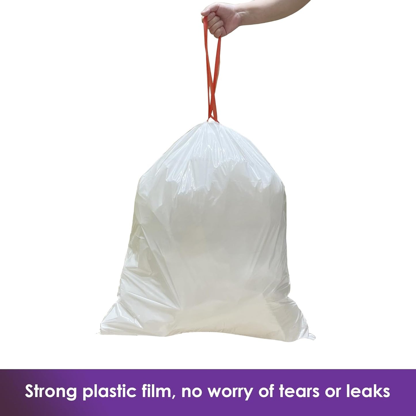 13 Gallon Tall Kichen Trash Bags, Lavender Scented 200 Count Drawstring Garbage Bags, Pre-Separated, Odor Control, Ultra Strong, Leakproof, Sturdy, White