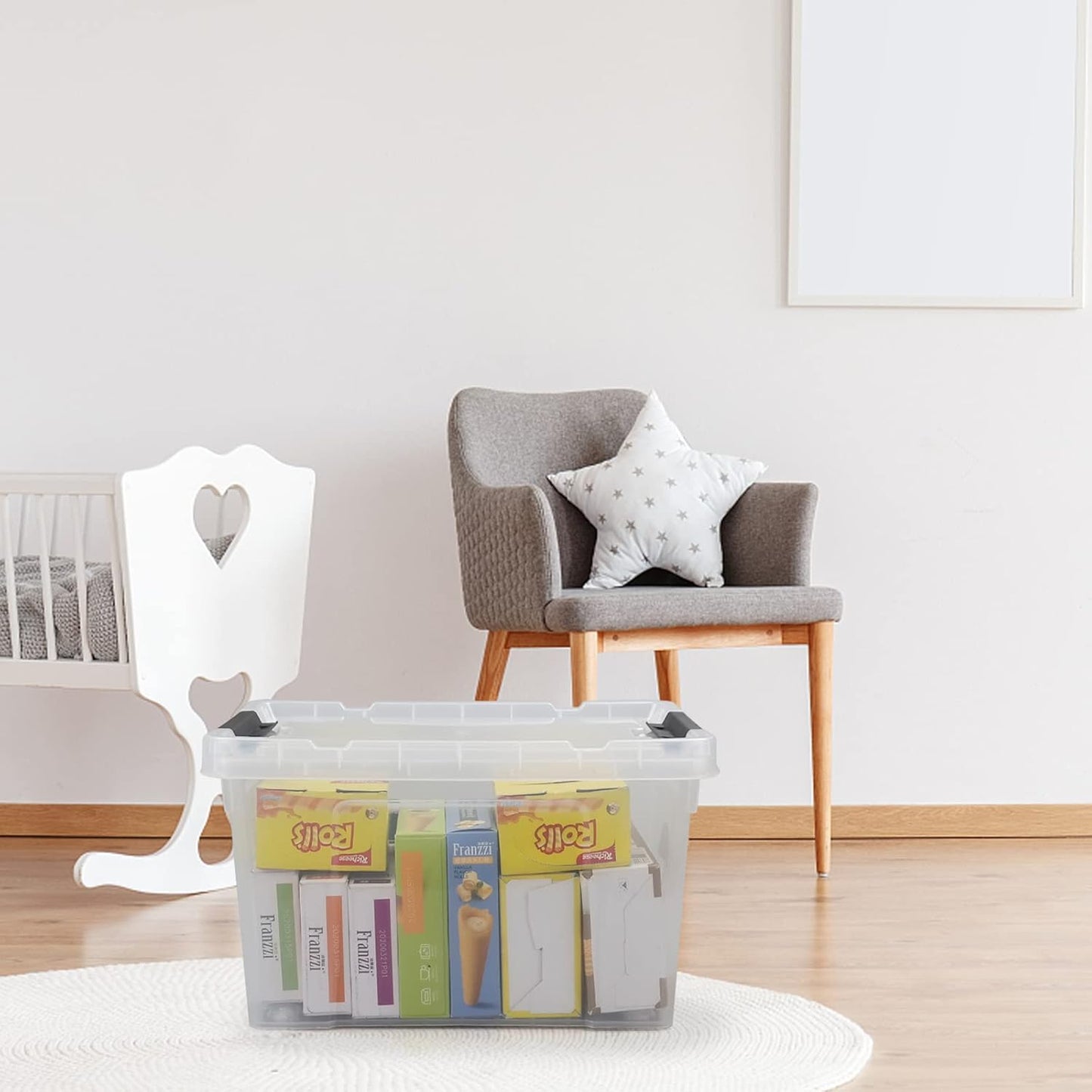 Pekky 22 Qt Clear Plastic Storage Bins with Lids and Wheels, 6 Packs Plastic Latching Container Box for Organizing