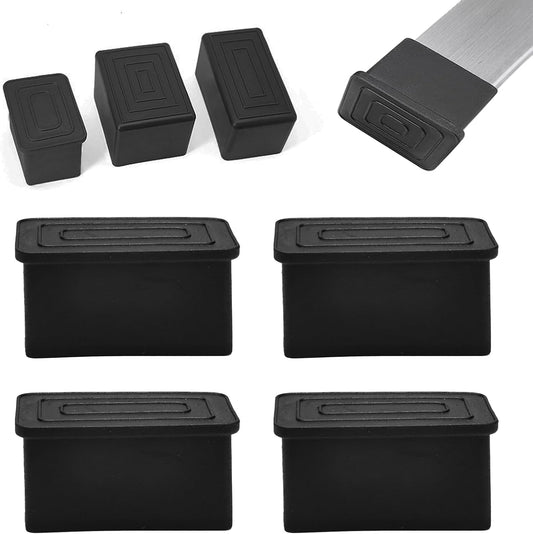 4 Pcs 1" x 2" Rectangular Rubber Chair Leg Caps, PVC Table Leg Covers, Flexible & Anti-Slip