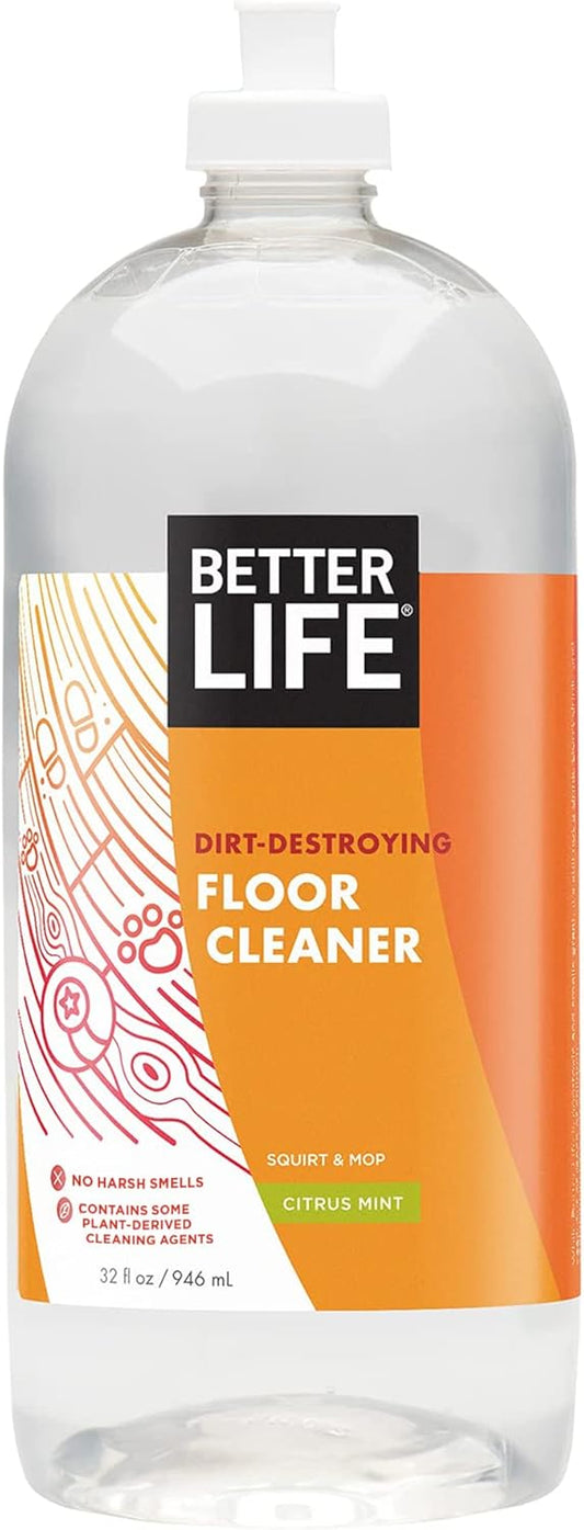Better Life Floor Cleaner - Liquid Multipurpose Cleaner for Wood, Tile, Laminate, Vinyl, Bamboo - Hardwood Floor Cleaner for Mopping - Citrus Mint 32oz