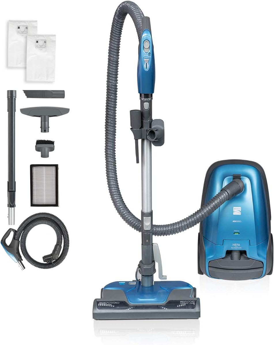Kenmore BC3005 Pet Friendly Lightweight Bagged Canister Vacuum Cleaner with Extended Telescoping Wand, HEPA, 2 Motors, Retractable Cord, and 4 Cleaning Tools, Blue