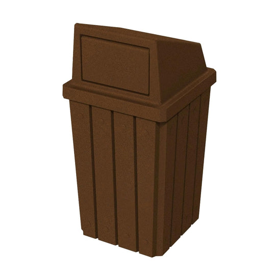 32 Gallon Square Slatted 100% Recycled Plastic Heavy-Duty Commercial Outdoor or Indoor Trash Can