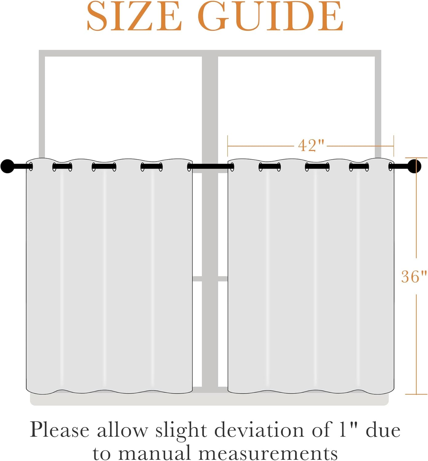 PONY DANCE Blackout Small Window Curtains for Bathroom 36 inch Length, Room Darkening Light Block Short Privacy Solid Drapes for Kitchen Bedroom Basement(2 Panels, W 42 x L 36 inches, Biscotti Beige)