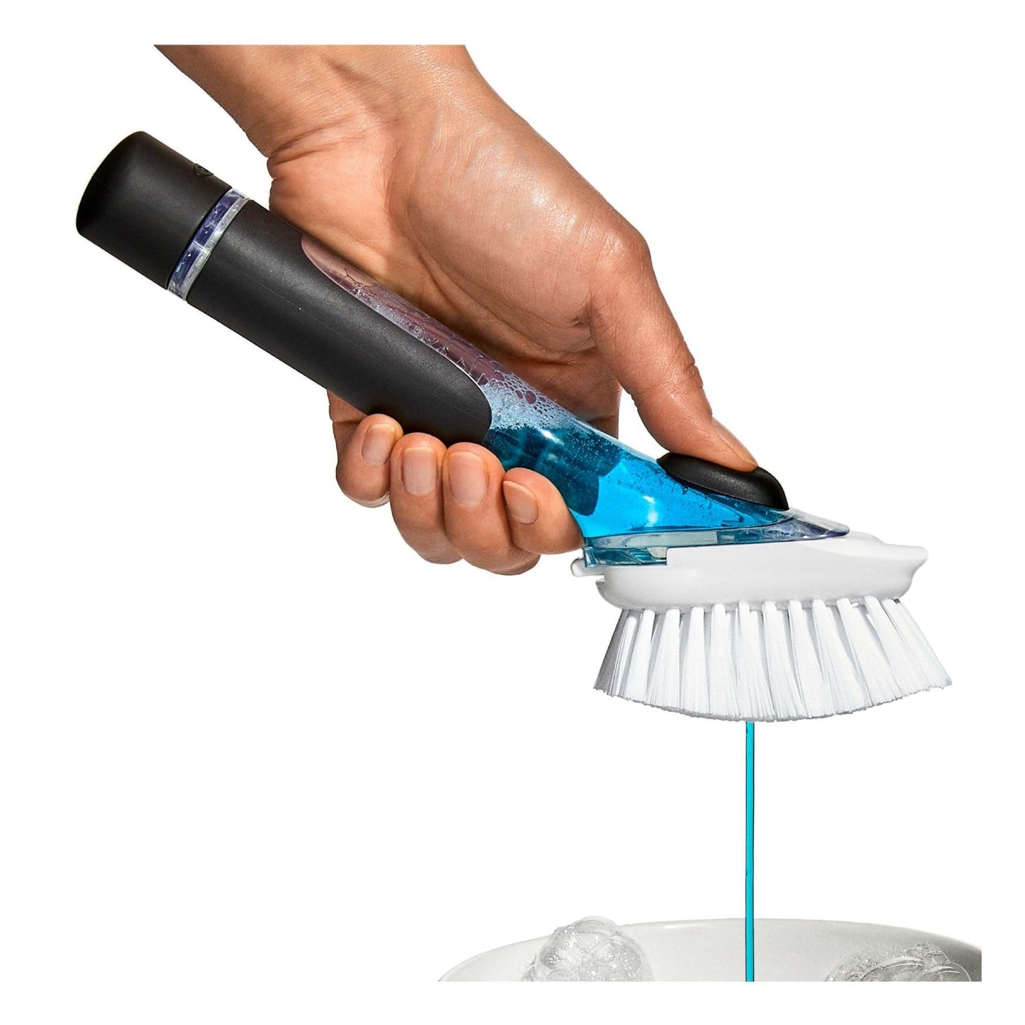 OXO Built-in Soap Dispenser, Non-Slip Handle, Scrub Brush for Dishes, Pots, Pans, Kitchen Brush