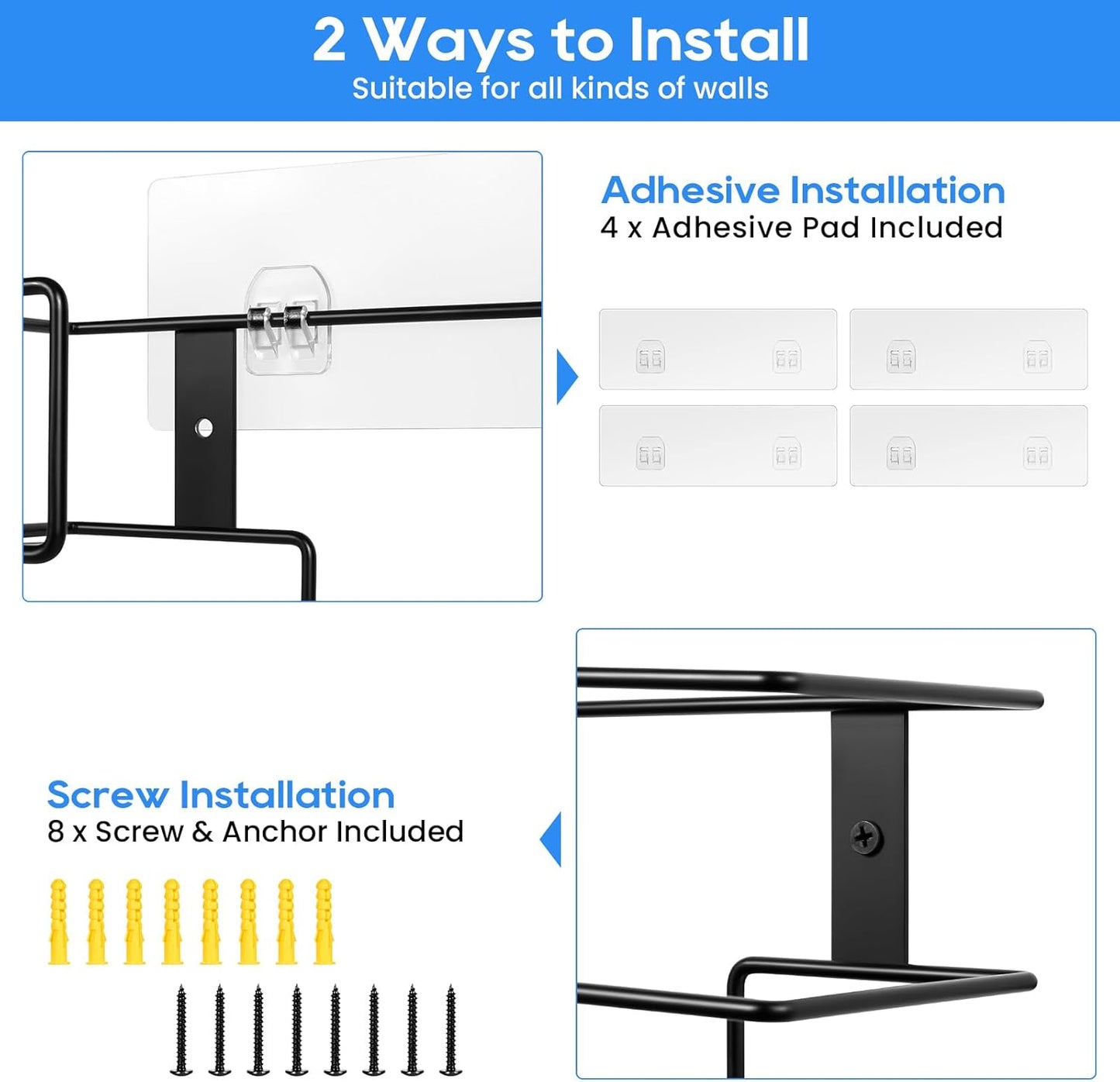 THYGIFTREE Glove Box Holder Wall Mount Dispenser, 4 Pack Metal Rack for Rubber Latex Disposable Gloves Facial Tissue, Black