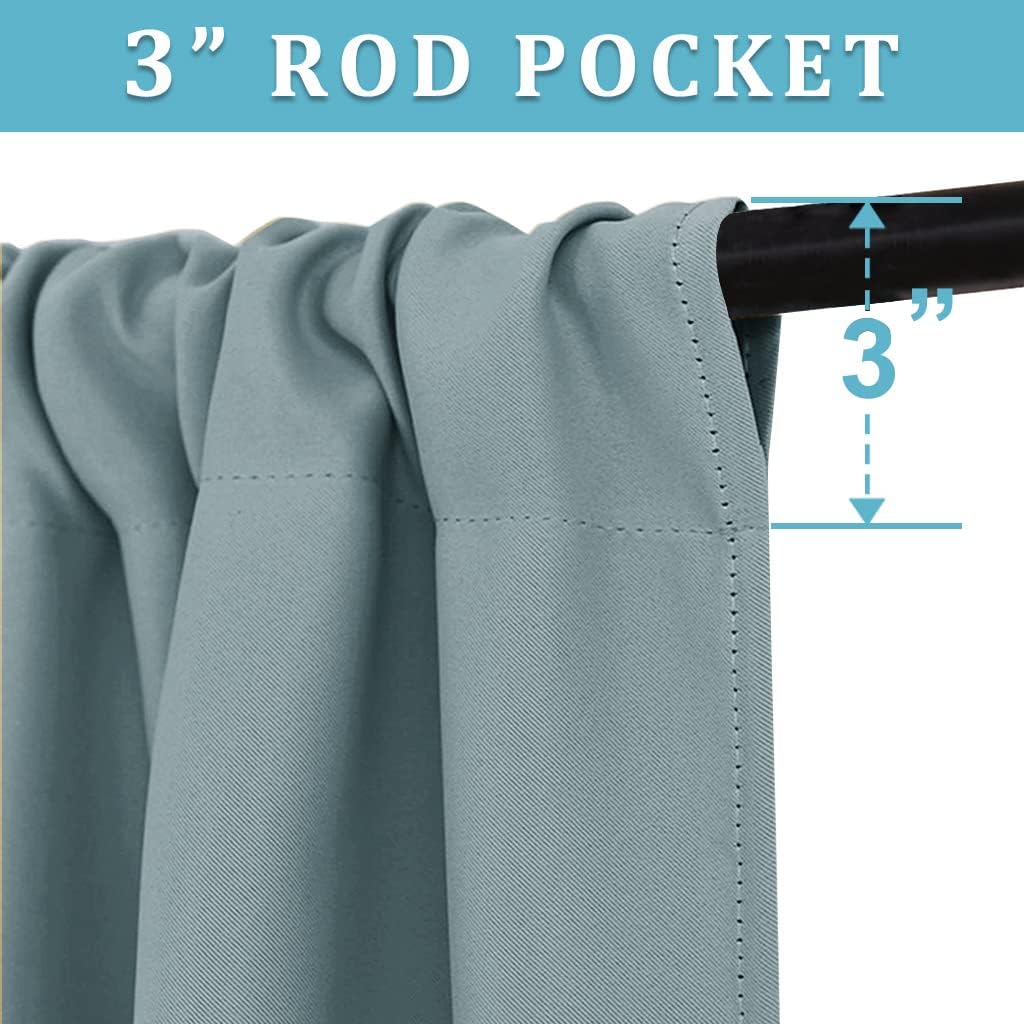 RYB HOME Blackout Curtains for Kitchen, Over Sink Privacy Curtains Window Decor, Thermal Insulating Drapes for Bathroom Cafe Bedroom Small Window, W 42 x L 24 inch, Dusty Blue, 2 Panels