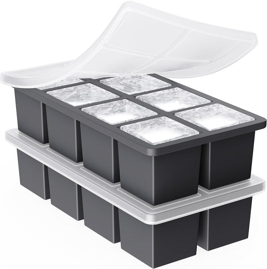 Large Ice Cube Trays for Whiskey: GGOW Big Silicone Ice Cube Trays 2Inch - Huge Square Ice Cubed