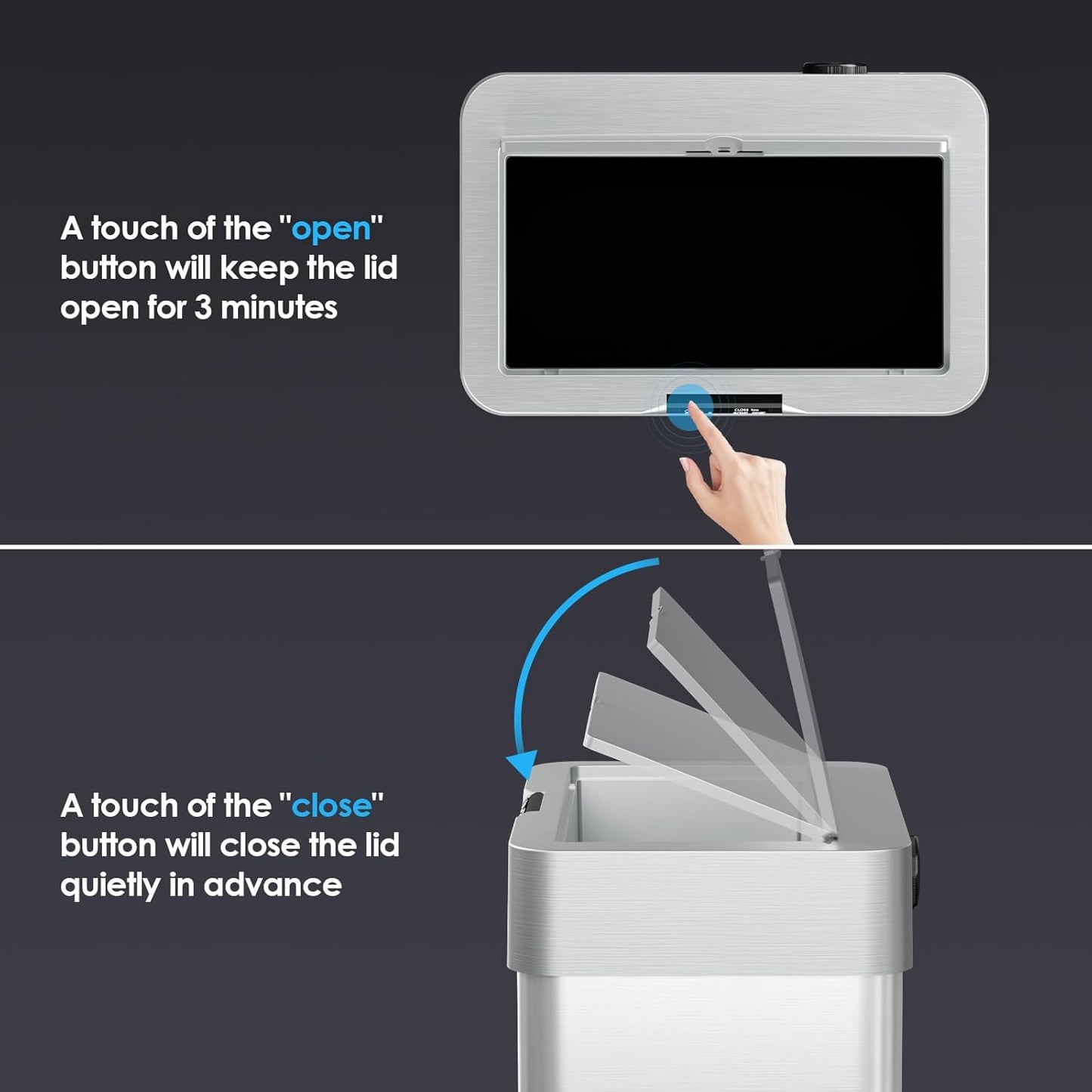 TLSUNNY 21.1 Gallon Motion Sensor Trash Can,Touchless Automatic Garbage Can,Brushed Stainless Steel Smart Bin,with Bag Holder,Soft Close Lid,for Kitchen,Office,RV,Bedroom,Living Room (Silver, 80L)