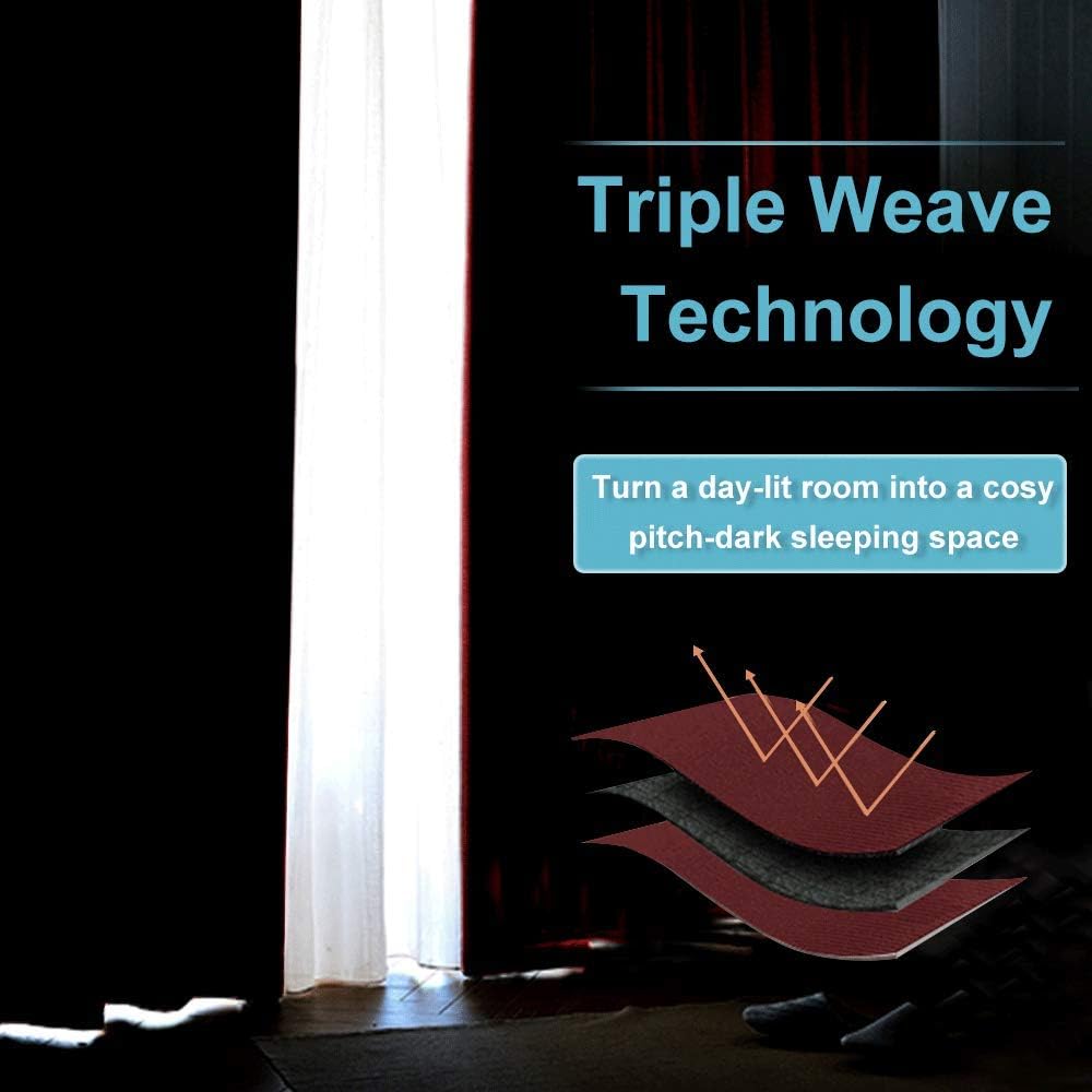 RYB HOME Blackout Curtains for Kitchen, Over Sink Privacy Curtains Window Decor, Thermal Insulating Drapes for Bathroom Cafe Bedroom Small Window, W 42 x L 24 inch, Burgunday Red, 2 Panels