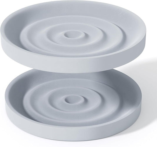 Diatomite Soap Dish, 2 Pack Water Absorbent Stone Soap Dish Holder, Quick Dry Diatomaceous Earth Bath Tray for Hand Soap, Bar Soap, Kitchen Sponge, Gray