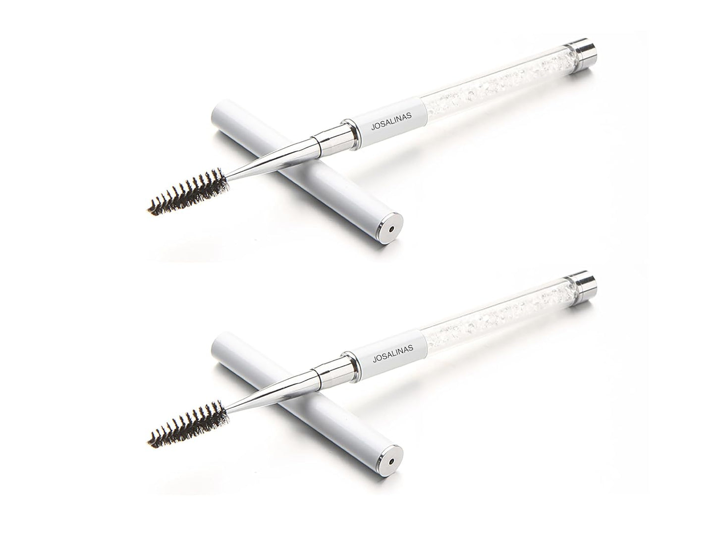 2PCS Mascara Brushes Eyebrow Eyelash Brushes Mascara Wands Spooly Applicators Eye Brushes Portable Cosmetic Brushes with Cap Spoolies Brushes for Eyelash Extensions and Eyebrows, White