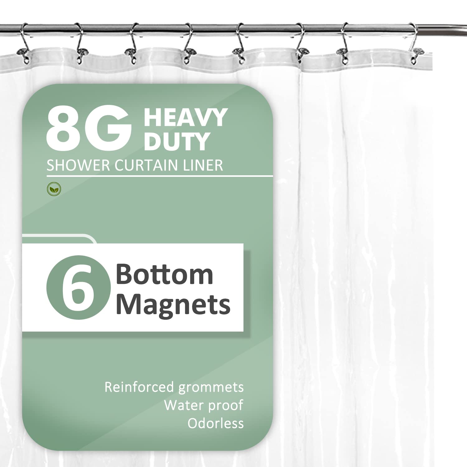 Barossa Design Extra Long Shower Curtain or Liner 84 Inch, Clear, 72x84